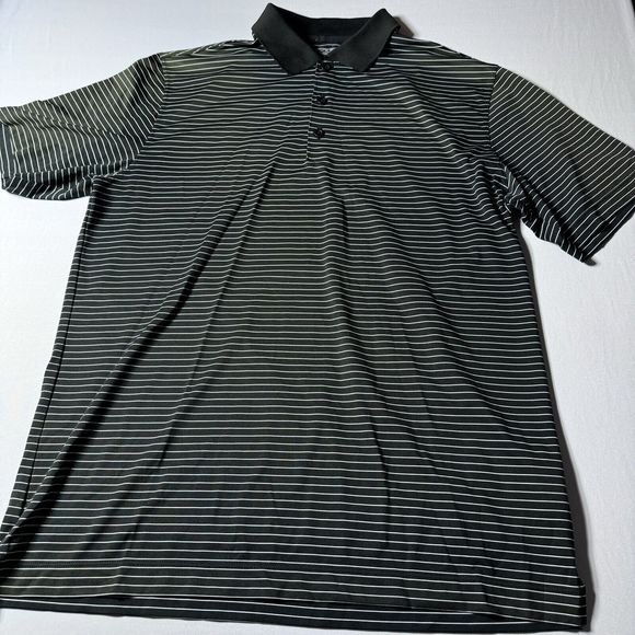 Nike Golf Tour Performance Men's M Dri Fit Short Sleeve Polo Shirt Black Striped - Picture 2 of 11